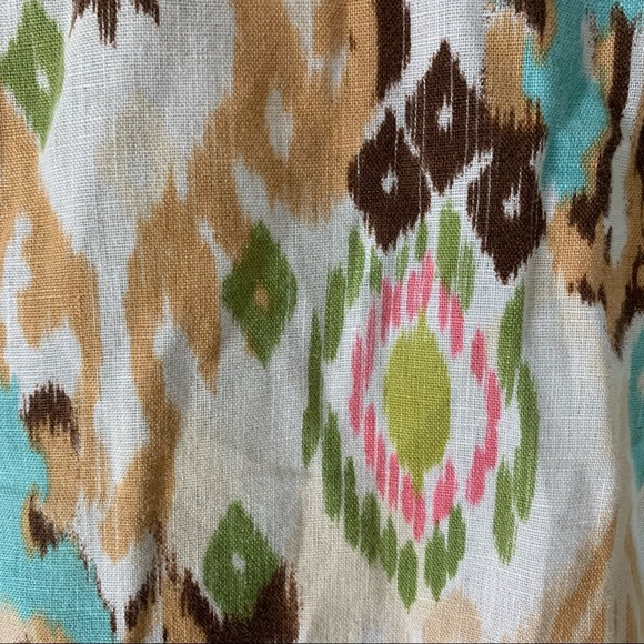 JM Collection Linen Ikat Print Button Front Top - Picture 7 of 9